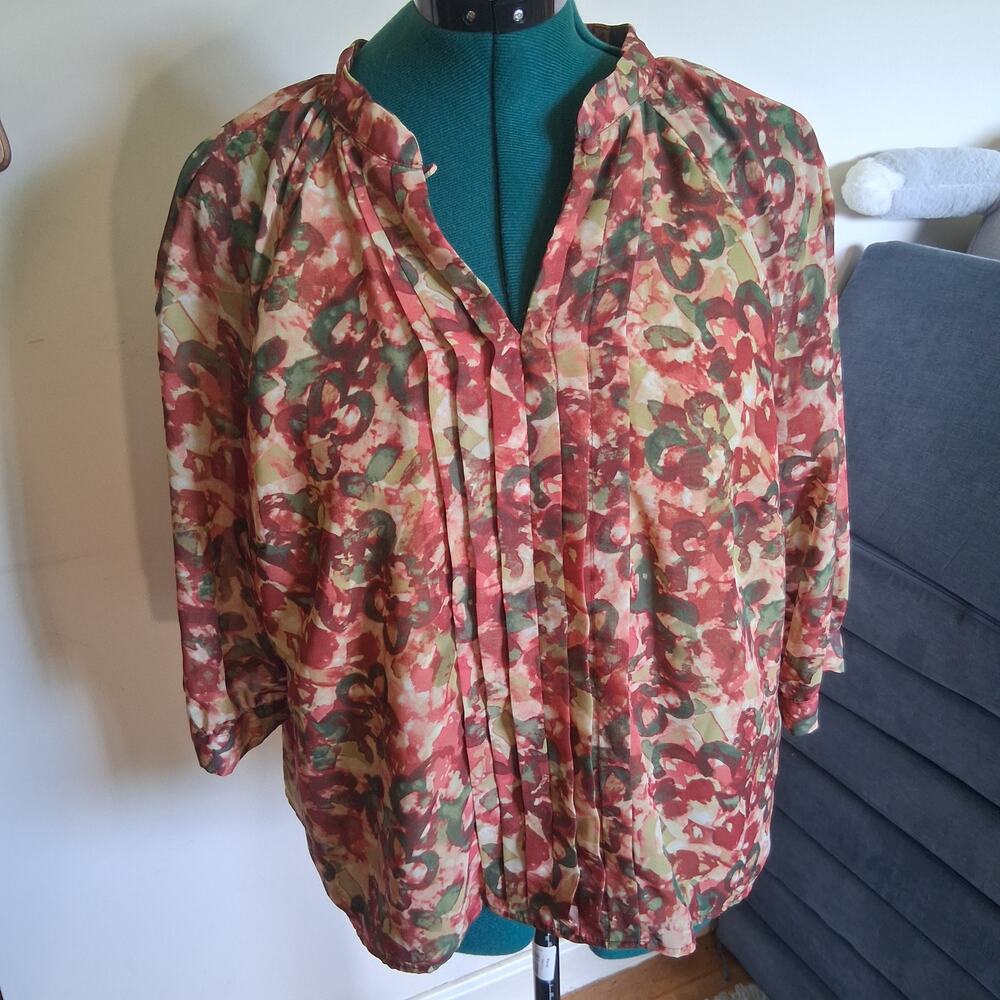 Coldwater Creek Floral Pleated Boho Blouse